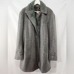 Vintage KAMPUS KING Wool Blend Slate Gray Winter Overcoat Sz 44 Made In Canada